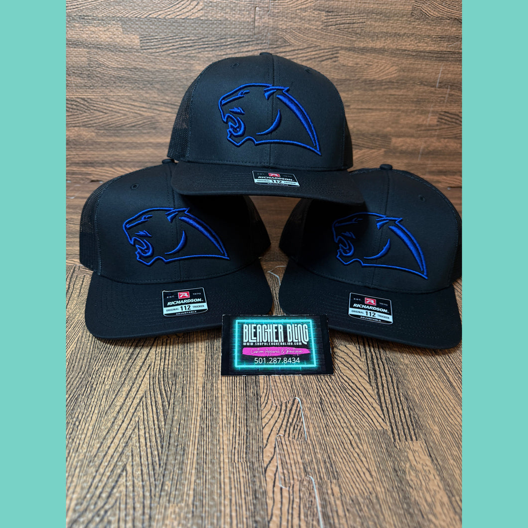 Blue On Black Panther Puff Snapback