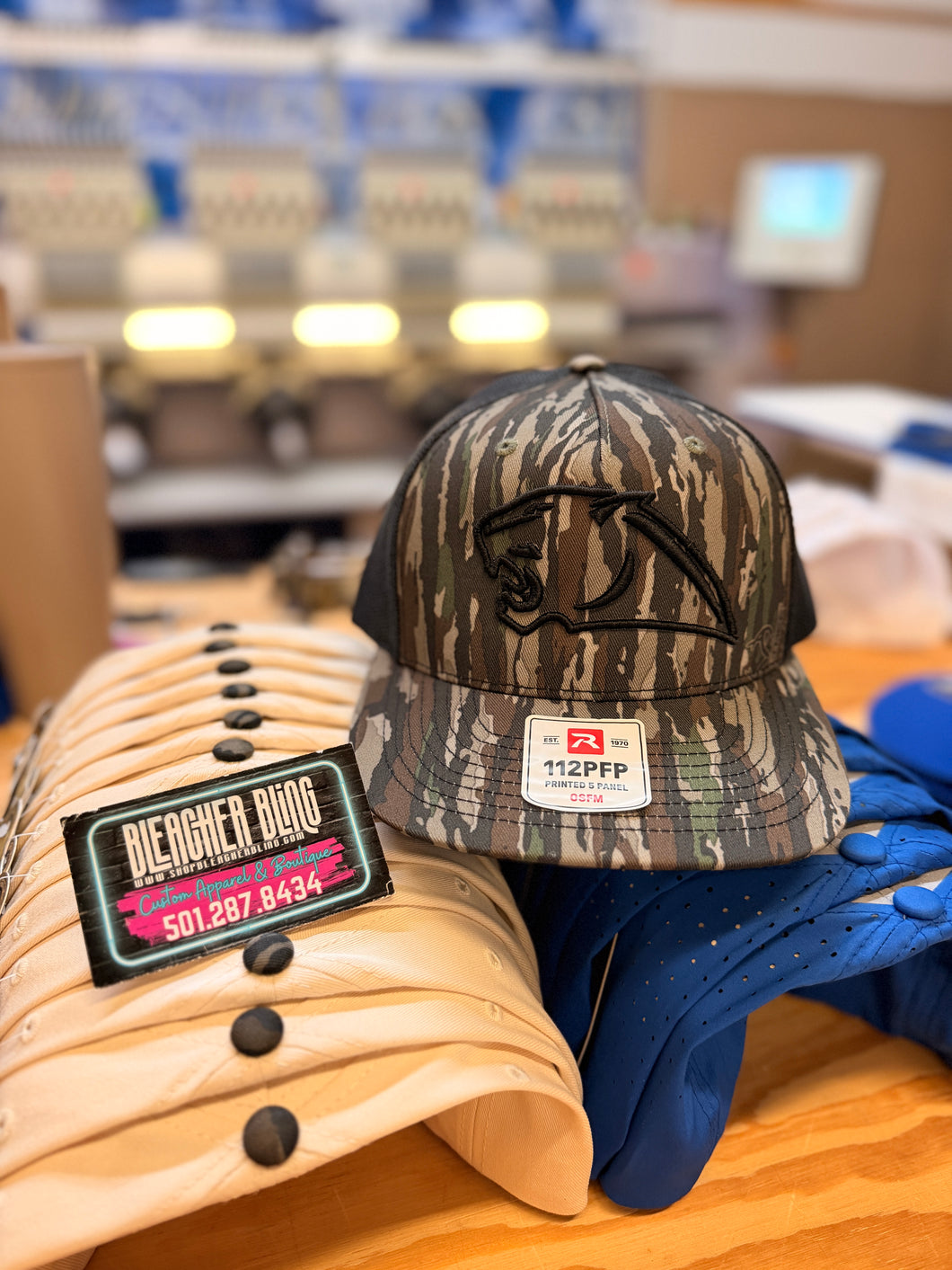 Panther Head Camo Puff Snapback Hat