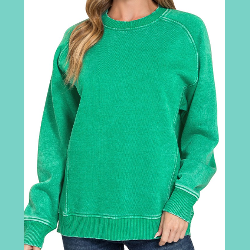 Acid Washed Fleece Sweatshirt
