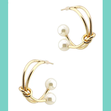 Knot Pearl Gold Earrings