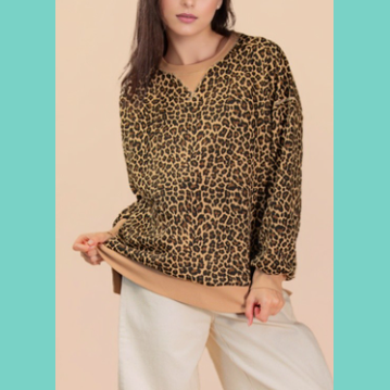 Leopard Top With Tan Detail