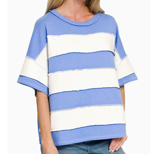 Light Blue Rugby Stripe Top