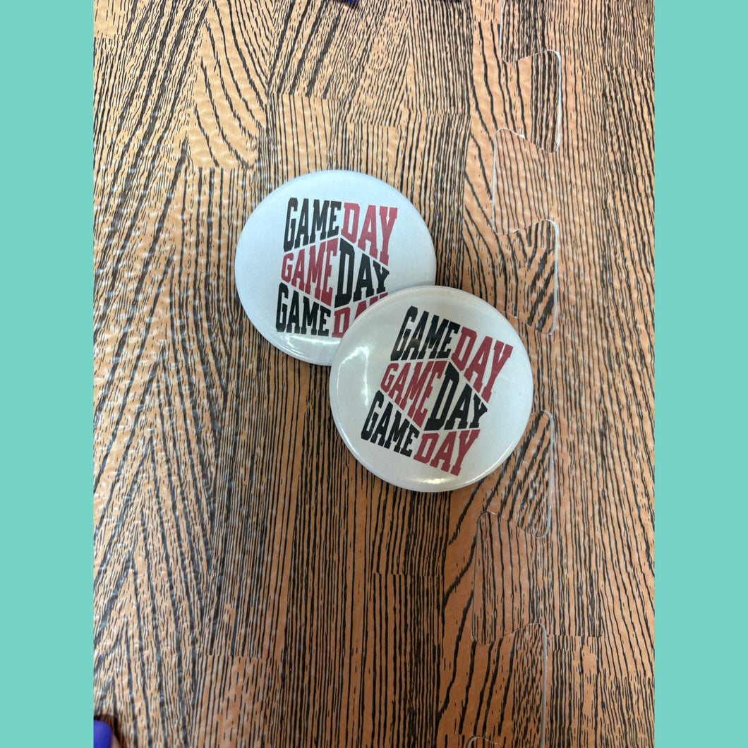 Red Black Game Day Spirit Button