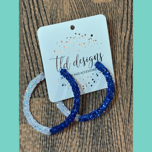 Two Tone Royal Glitter Game Day Hoops
