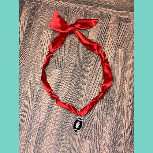 Red Football Game Day Scarf Necklace