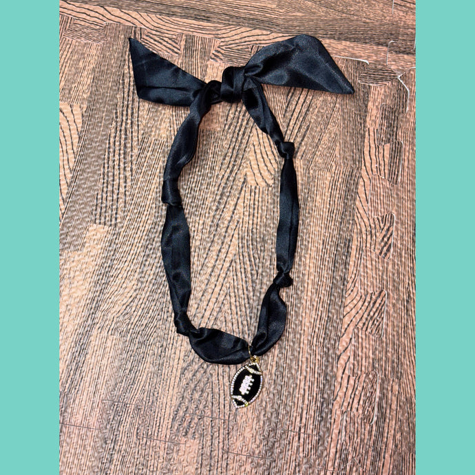 Black Football Game Day Scarf Necklace