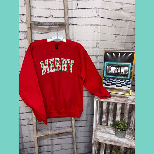 Checkered Green Merry Red Crewneck