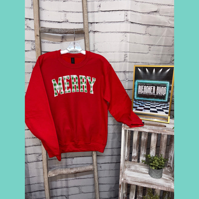 Checkered Green Merry Red Crewneck