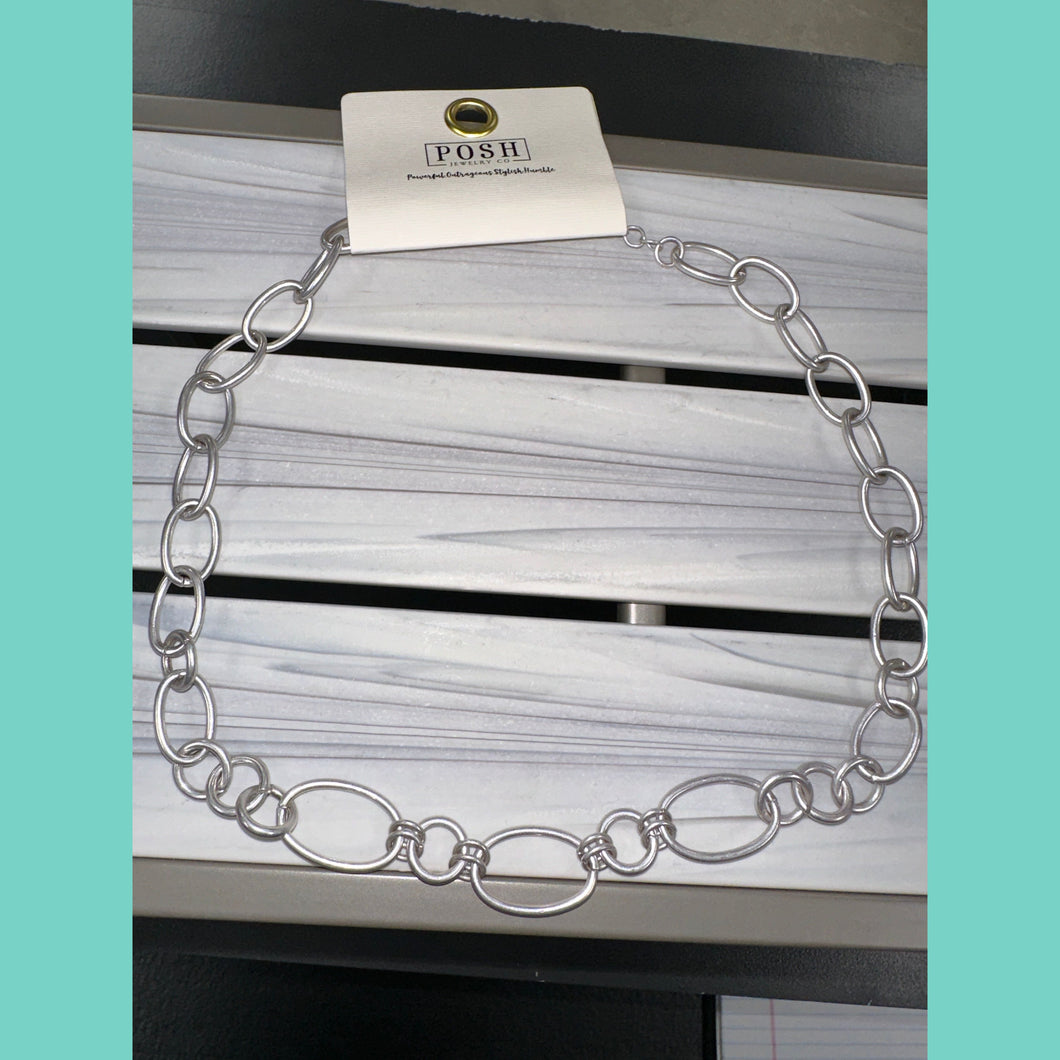 Worn Silver Multi Link Necklace