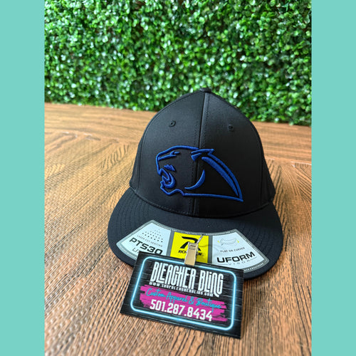 Panther Head Puff Outline on Solid Black Flex Fit
