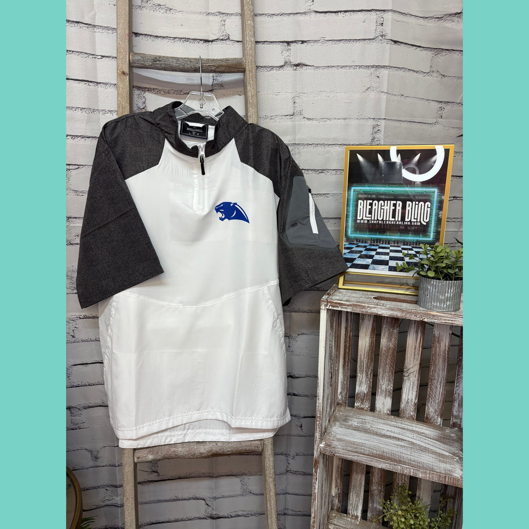 White & Grey Panther 1/4 Zip Short Sleeve Pullover