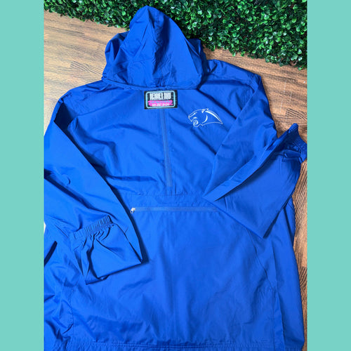 Embroidered Panther 1/2-Zip Long Sleeve Hooded Jacket