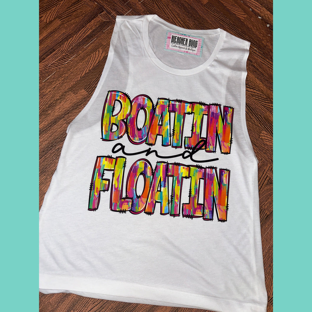Boatin' and Floatin' Ladies Fit Muscle Tank