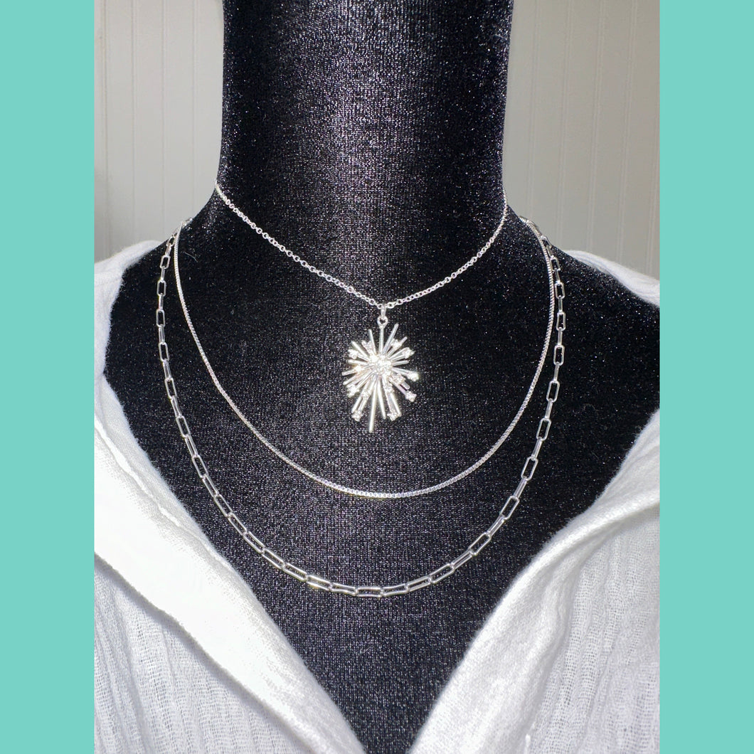 The Jaci Silver Rhinestone Burst Necklace