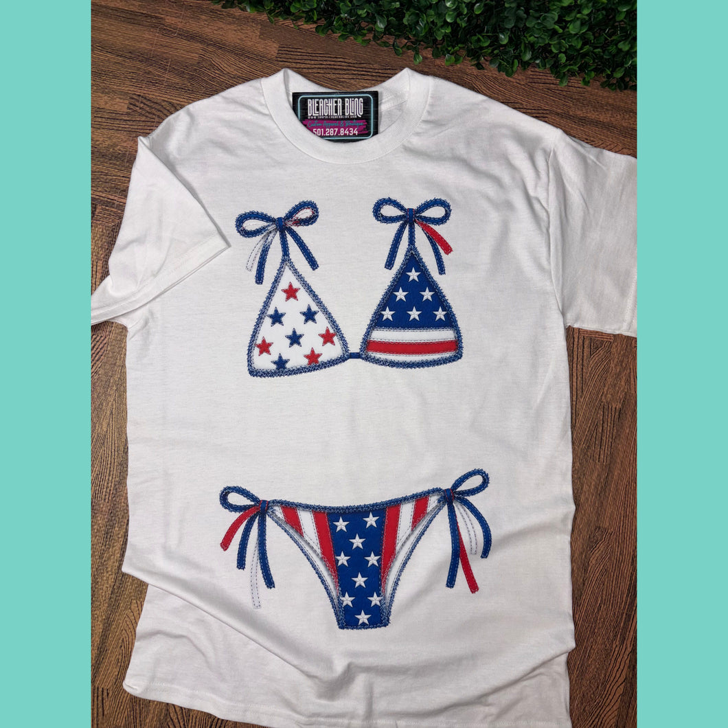 Red White & Blue Bikini Cover Up Tee