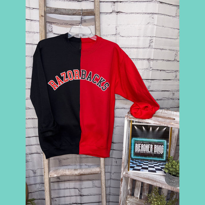 Custom 2 Toned Red/Black Arkansas Crewneck