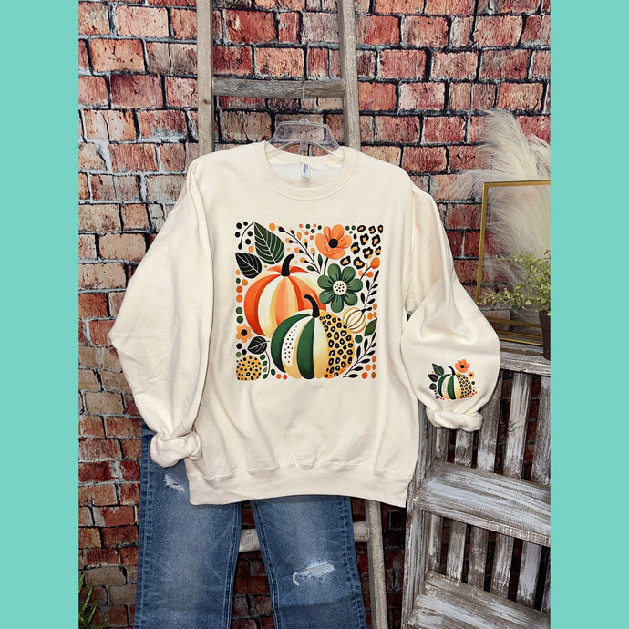 Bleacher BLING Boho Pumpkin Crewneck