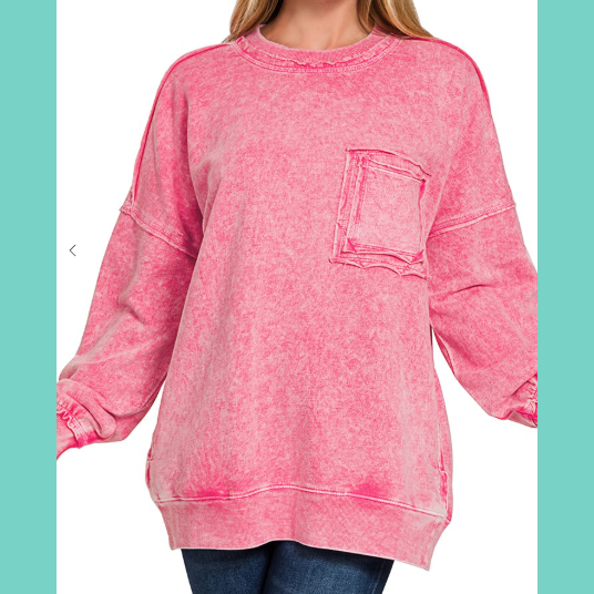 Halo Washed Raw Hem Red Top