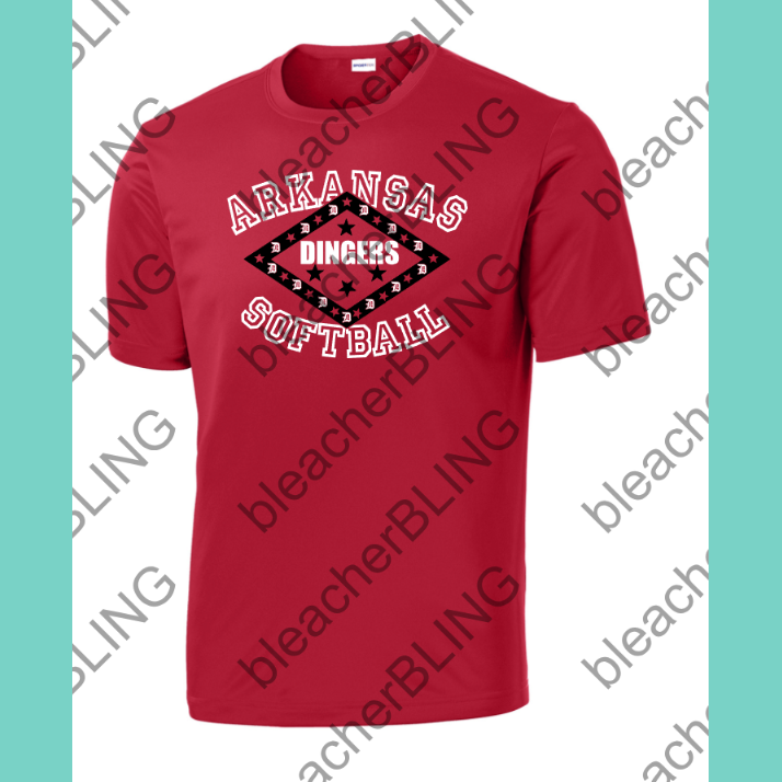 Dingers Softball Flag Red DriFit Tee