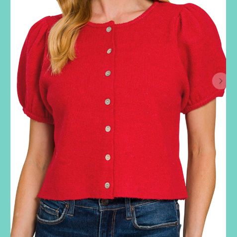 Ruby Fluff Sleeve Cardigan Sweater