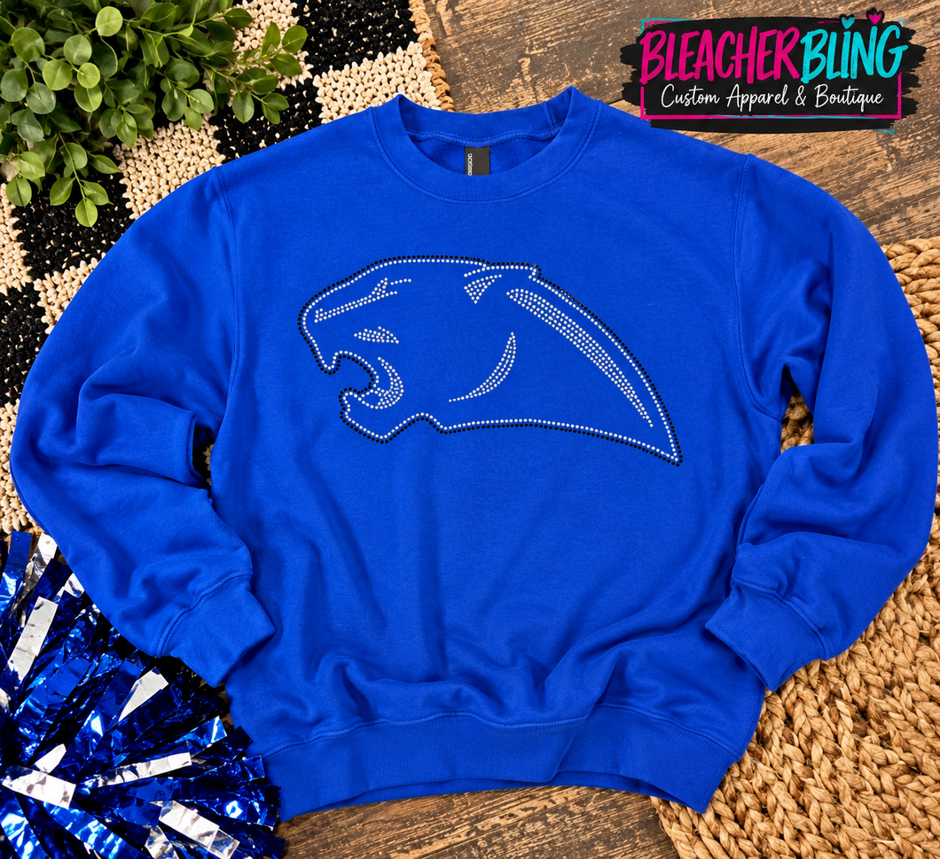 Royal Panther Head Bling Crewneck Sweatshirt