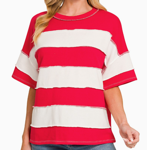 Red Rugby Stripe Top