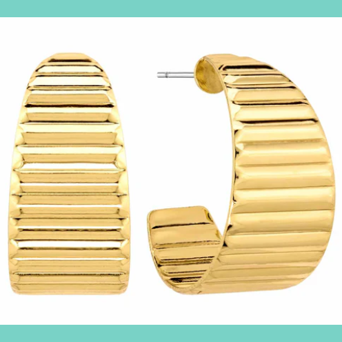 Gold Ribbed Earrings