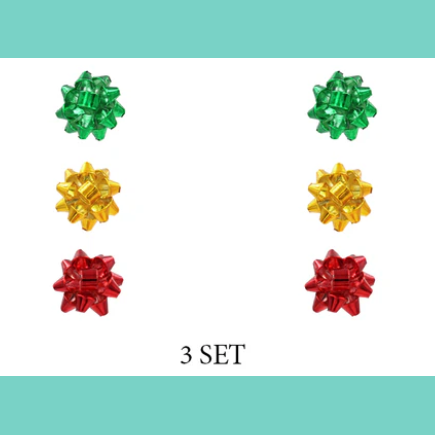 Christmas Bows Earrings Set of 3