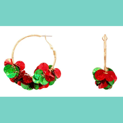 Red & Green Christmas Multi Layer Earrings