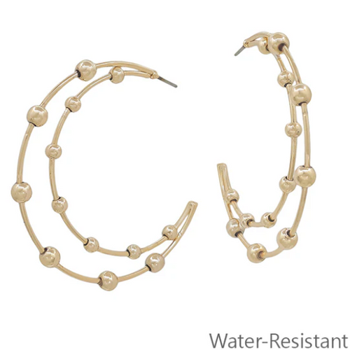 Water Resistant  Gold Layered Graduated Hoops