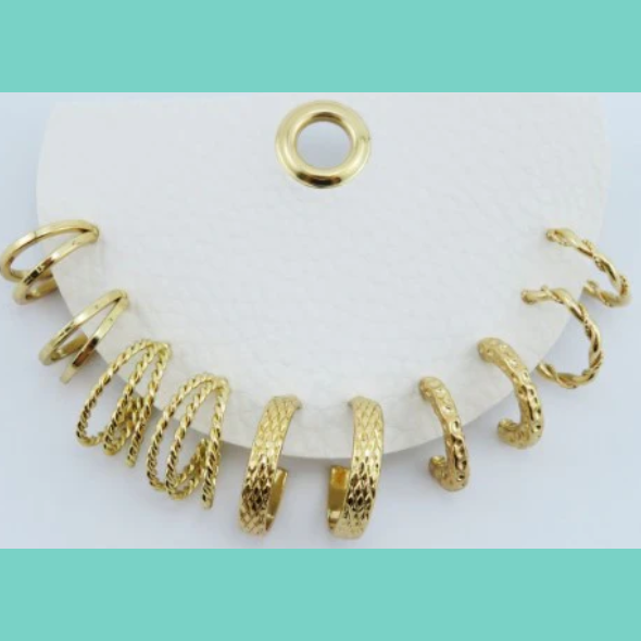 Set of 5 Gold Hoops