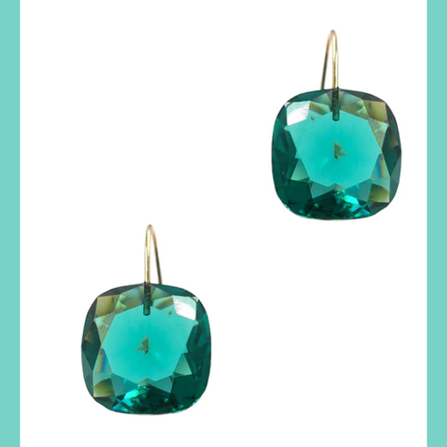 Emerald Green Crystal Gold Drop Earrings