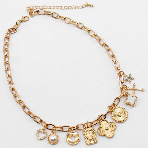 Gold Multi Charm Necklace