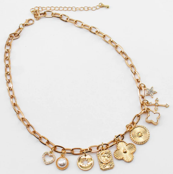 Gold Multi Charm Necklace