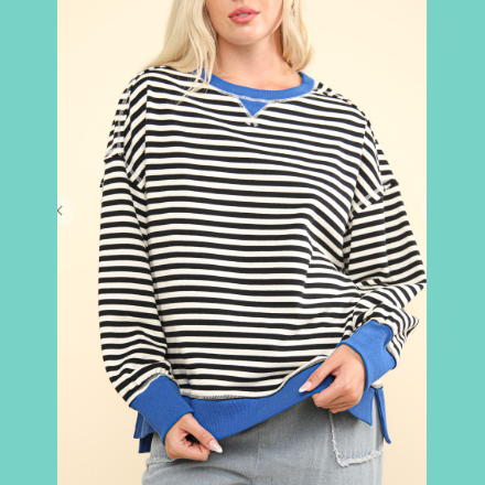 Royal Detail Black & White Stripe Top