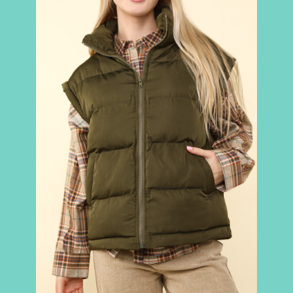 Olive Puffer Vest