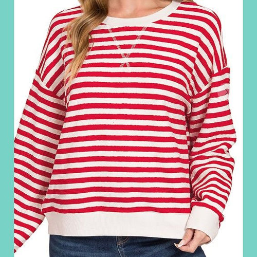 Ruby & White Striped Pullover