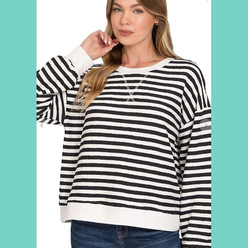 Black & White Striped Pullover Top
