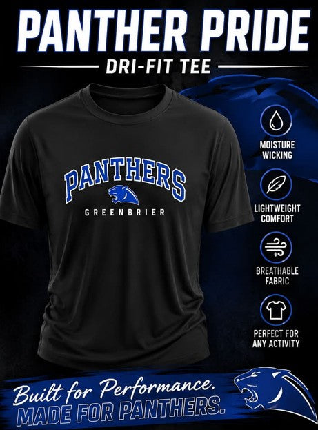 Black Greenbrier Panthers Dri Fit Tee
