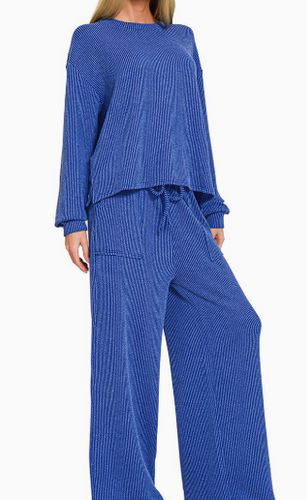 Rib Knit Royal Pants Set
