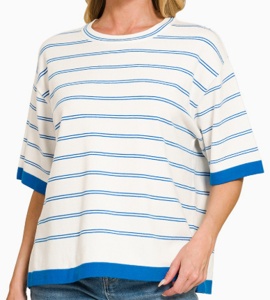 Royal Stripe Short Sleeve Top