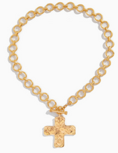 Gold Hammered Cross Necklace