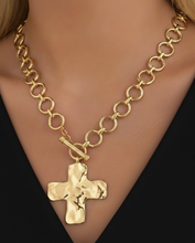 Gold Hammered Cross Necklace