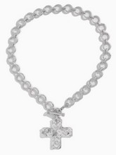 Silver Hammered Cross Necklace