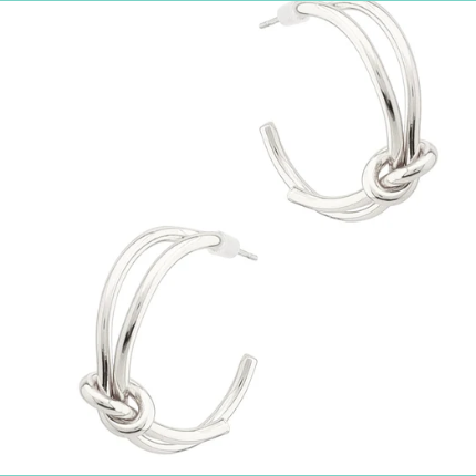Silver Knotted Hoop Earrings