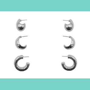 Silver Set of 3 Hoop Earrings