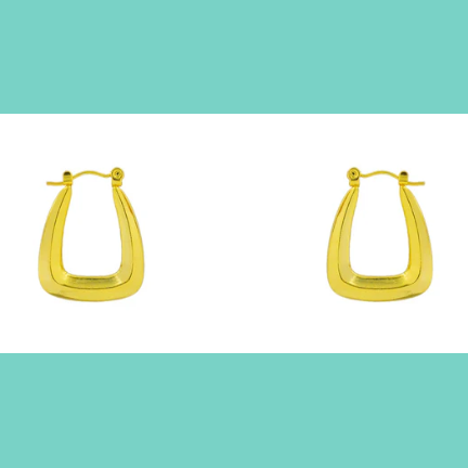 Stainless Steel  Puffy Geometric Hoop Earring