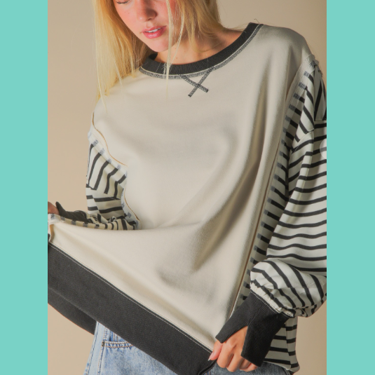 Cream & Black Sassy Stripe Top