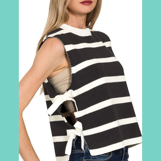 Onyx Stripe Tie-Side Sweater