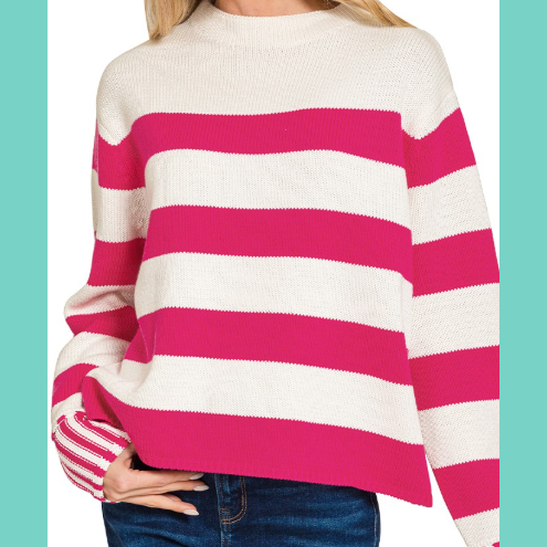 Hot Pink Pop Stripe Sweater